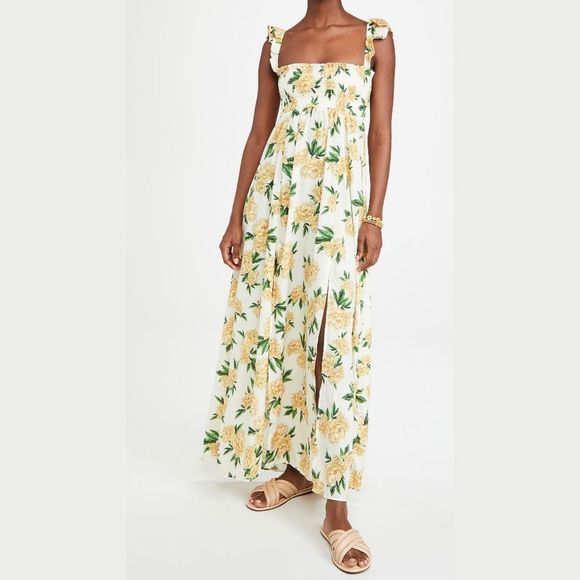 Agua Bendita Leandra Voila Dress Deco Yellow Floral Maxi Smocked Ruffle Shopbop - Picture 3 of 15